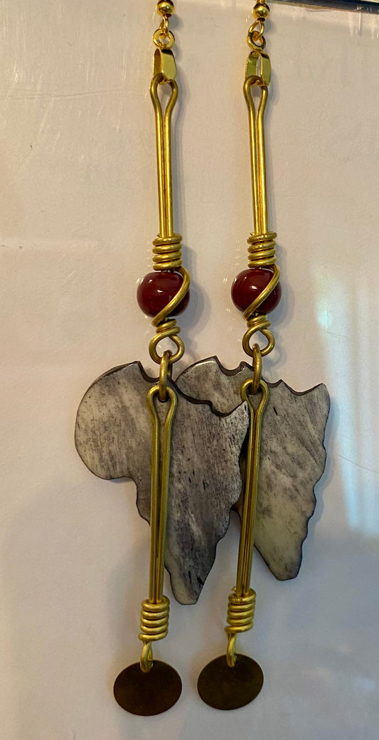 Gray Africa shaped with Brown Beads