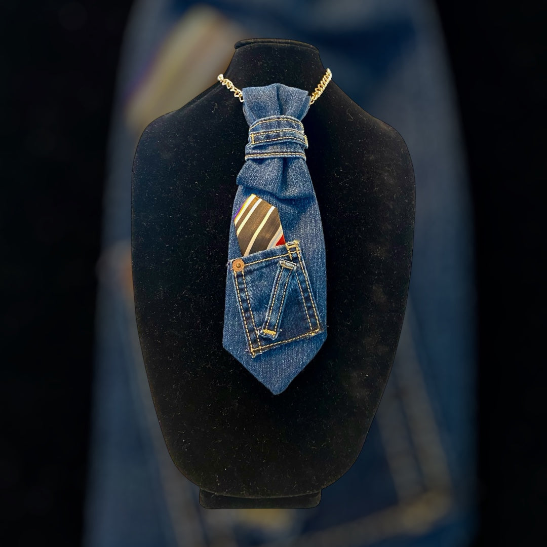 Denim Necktie Necklace