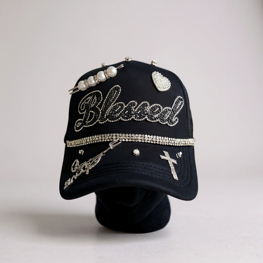 "Blessed & Blinged Out Faith Hat – Embellished Baseball Cap"