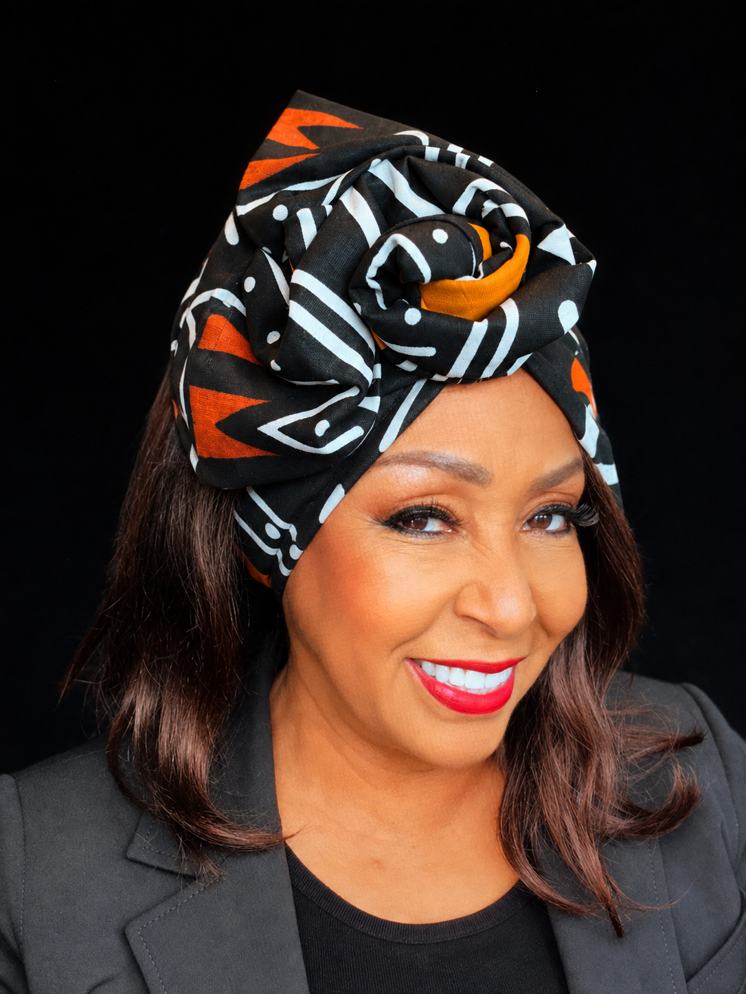Black White and Browns Ankara Print Headwrap