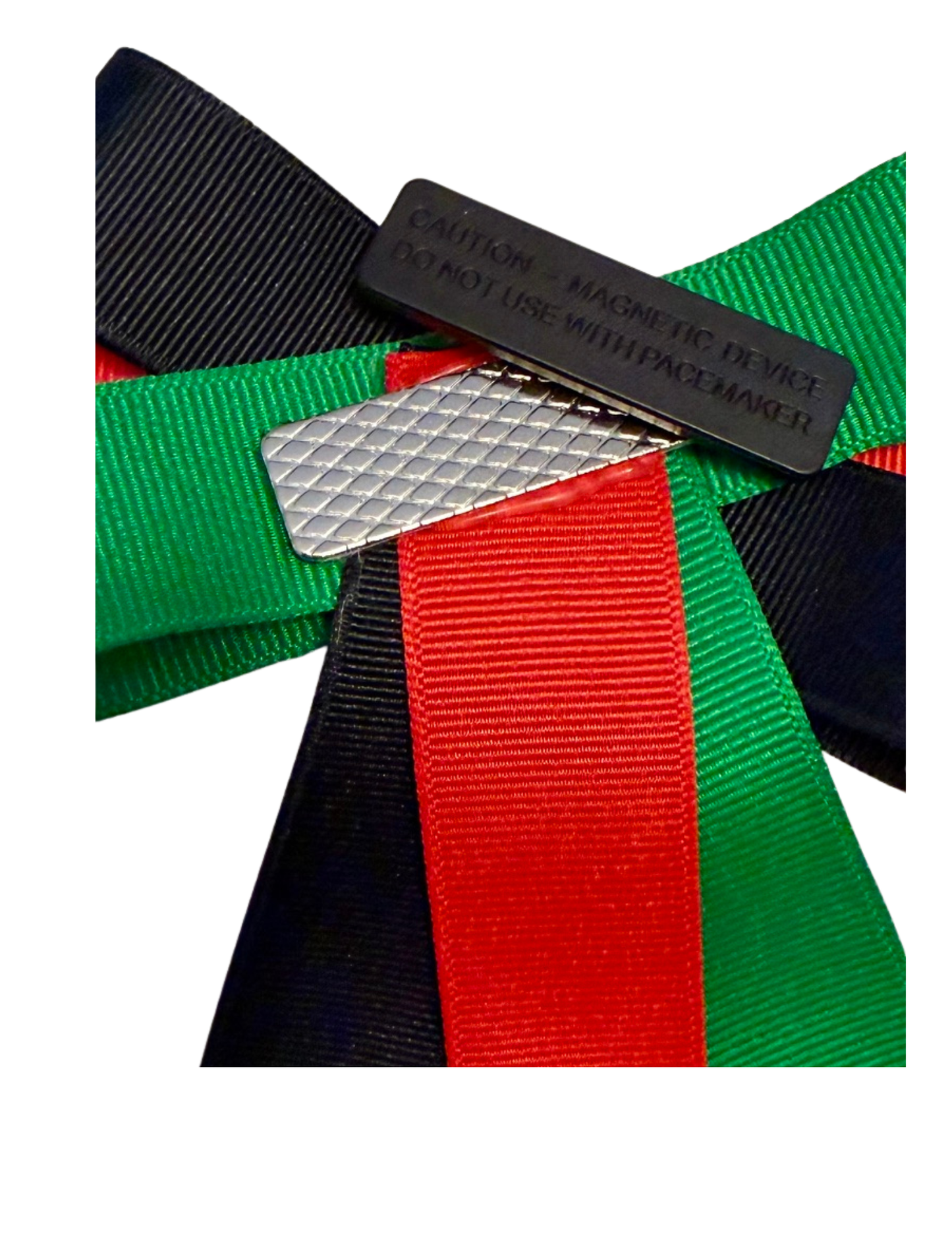 Black Green and Red Ribbon Brooch