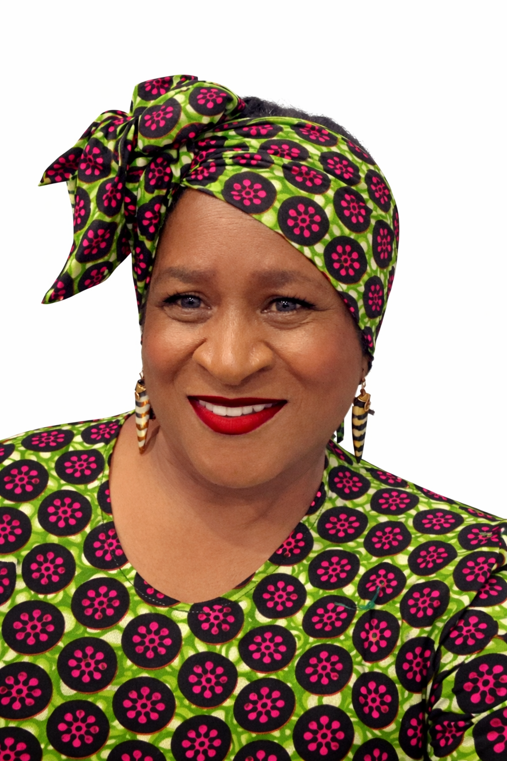 Pink and Green Circle Ankara Print Headwrap