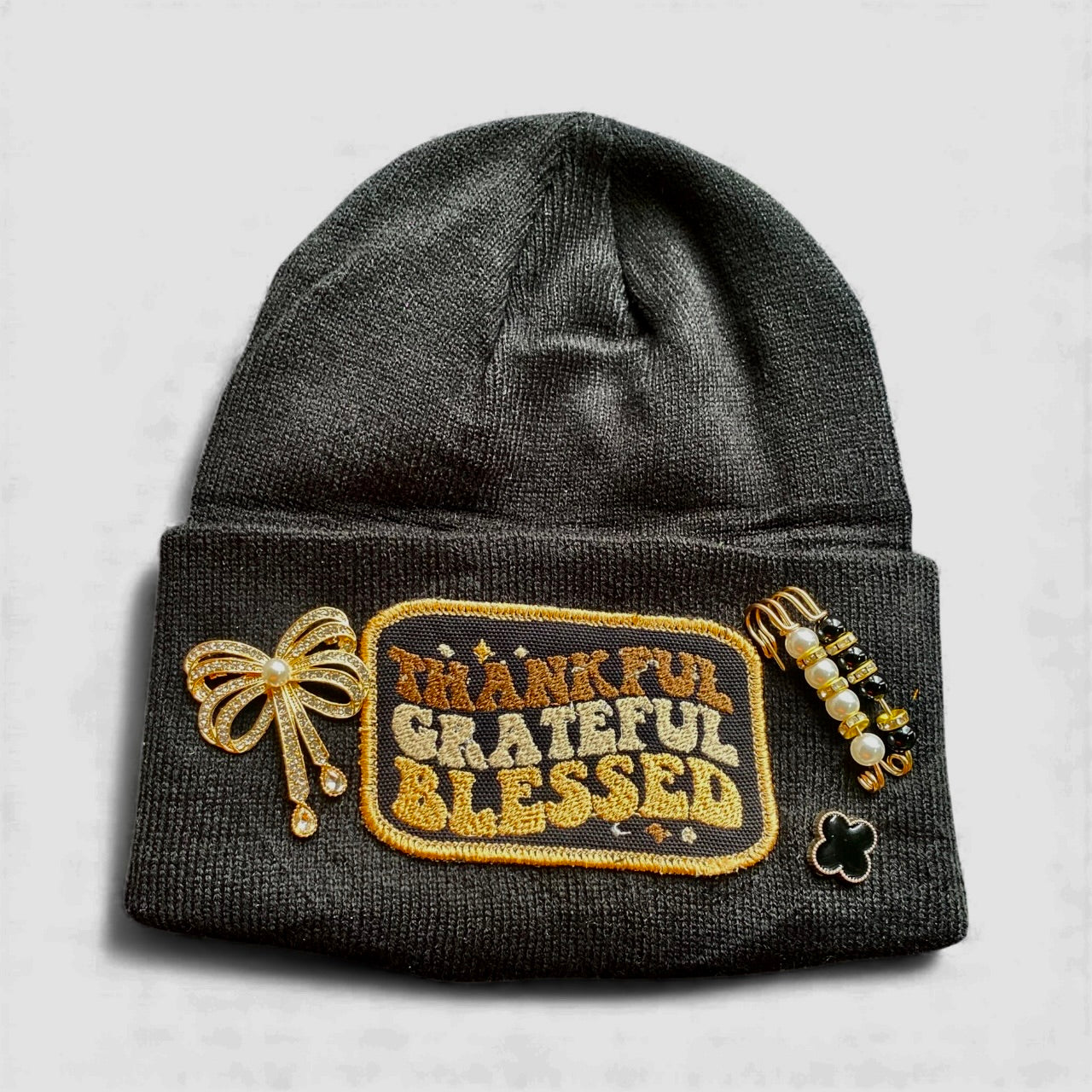 Thankful Grateful Blessed InspiHats™ Satin-Lined Beanie