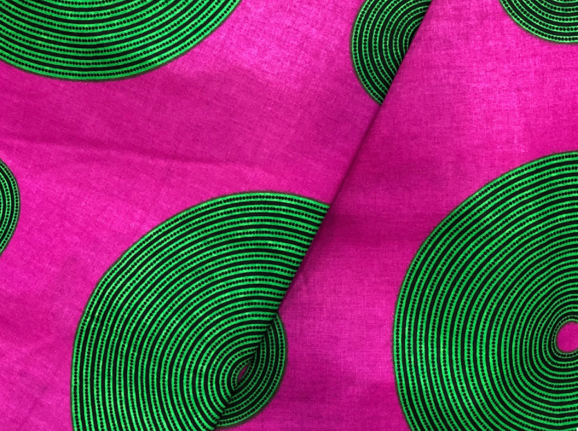 Pink and Green Circle Ankara Print 