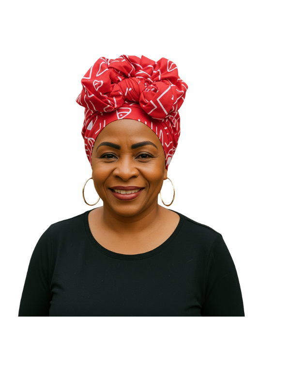 Red and White Tribal Ankara Print Headwrap