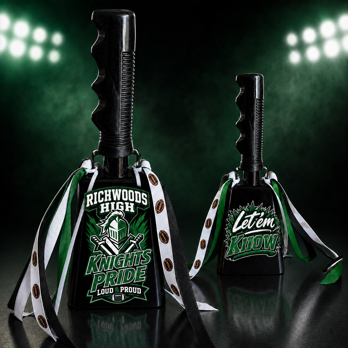 Custom Team Spirit Cowbell – School, JFL, Football &amp; Flag Football