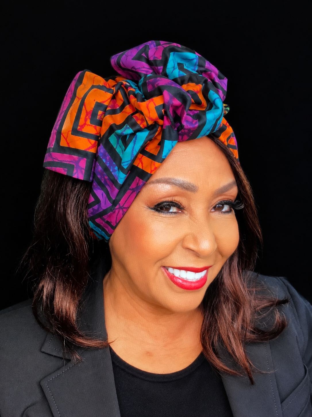 Purple Orange Blue Ankara Print Headwrap